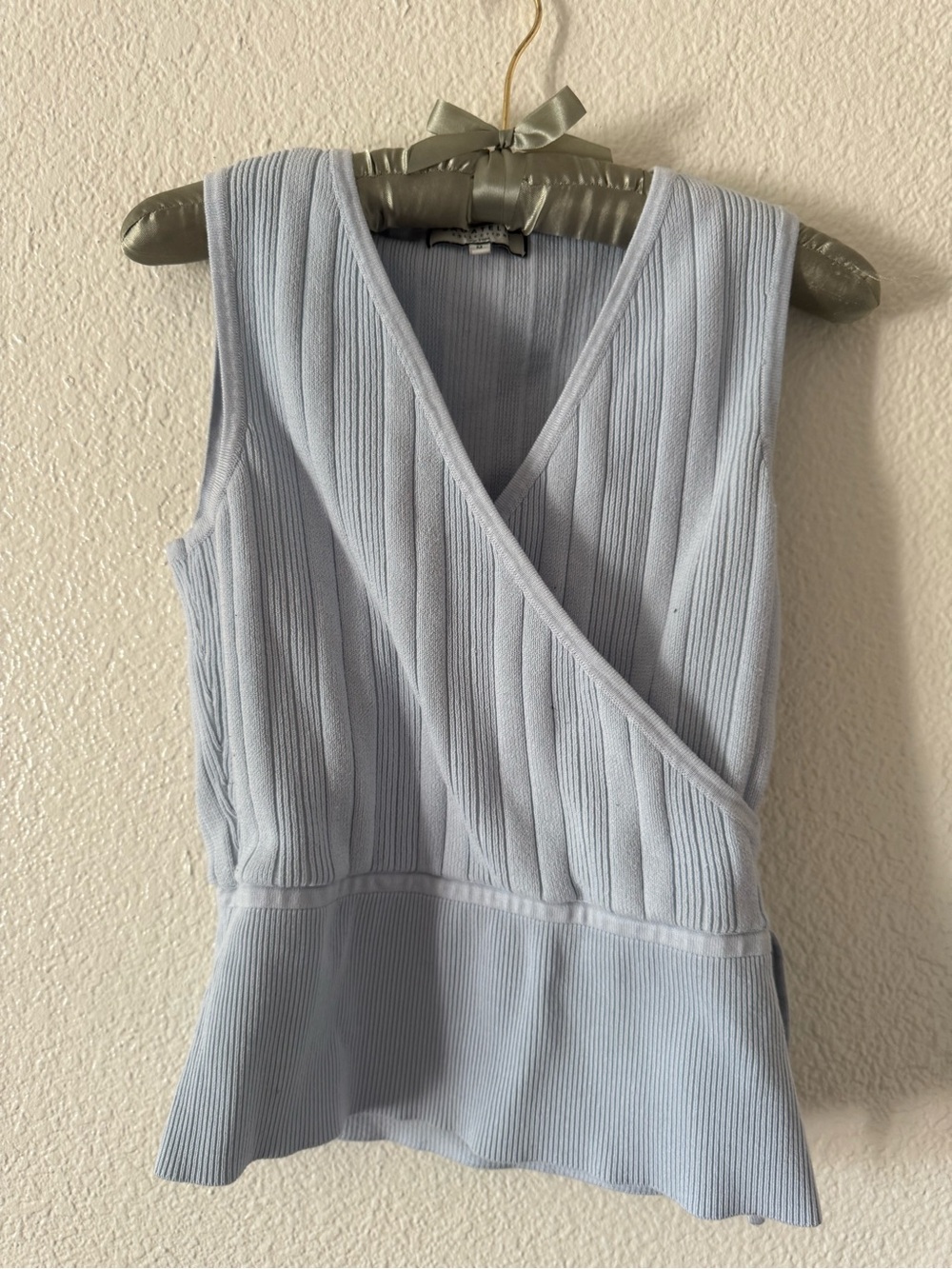 bagatelle Pale Blue Ribbed Sleeveless Top